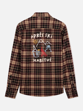 Camicia Seefeld marrone in flanella con ricamo Après Ski Habitué sul retro