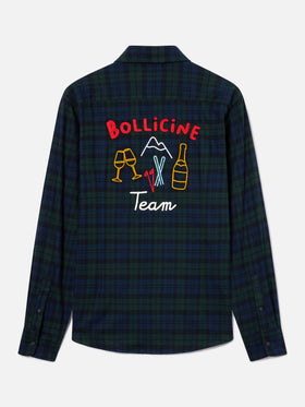 Grünes Seefeld Flanellhemd aus Baumwollmischung mit Bollicine Team-Stickerei 