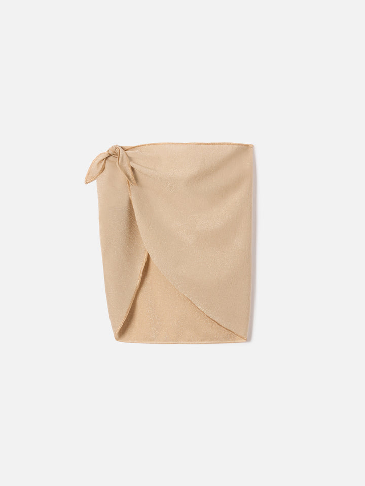Pareo corto Sery Jr in maglia viscosa lurex oro