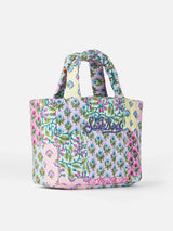 Borsa Soft Tote Mini trapuntata a fiori multicolor