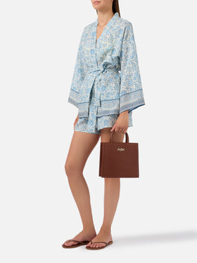 Shopper Bag Midi en cuir marron 