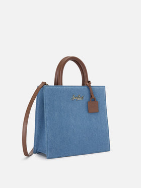 Structured Shop Midi bag in denim with leather details