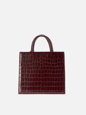 Bordeaux Medium Shop bag in croco print leather with logo lettering