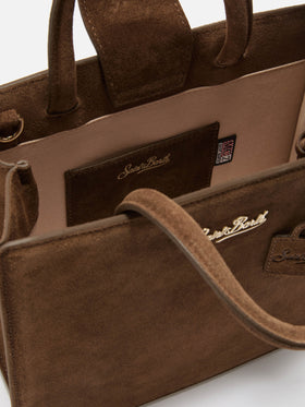 Shop Bag Midi Handbag in brown suede leather