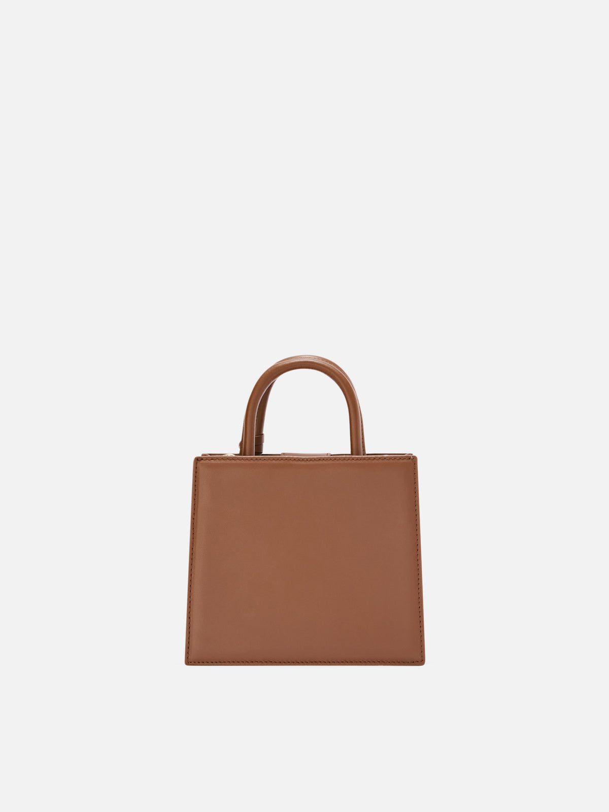 Brown Mini Shop bag in leather with logo lettering