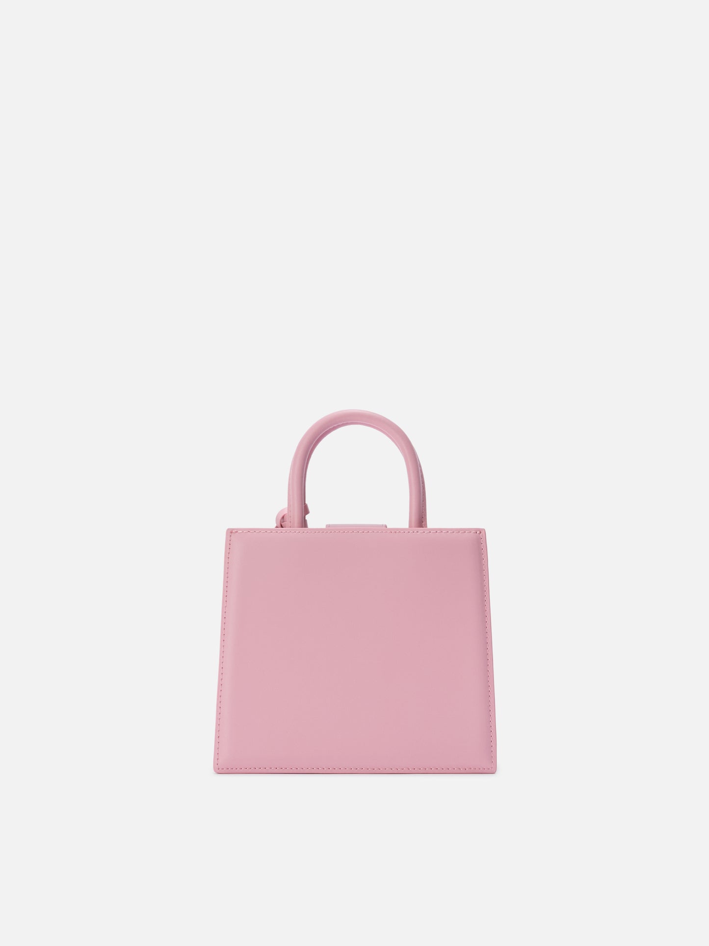 Structured Shop mini bag in pink smooth leather with metal tag