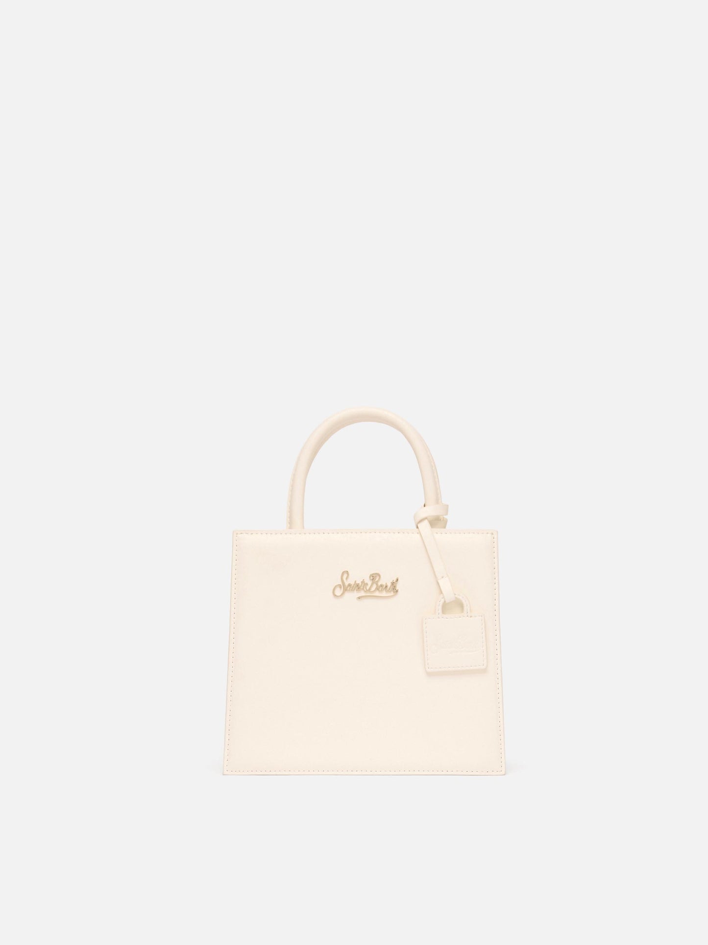 Shop Bag Mini in pelle bianco avorio