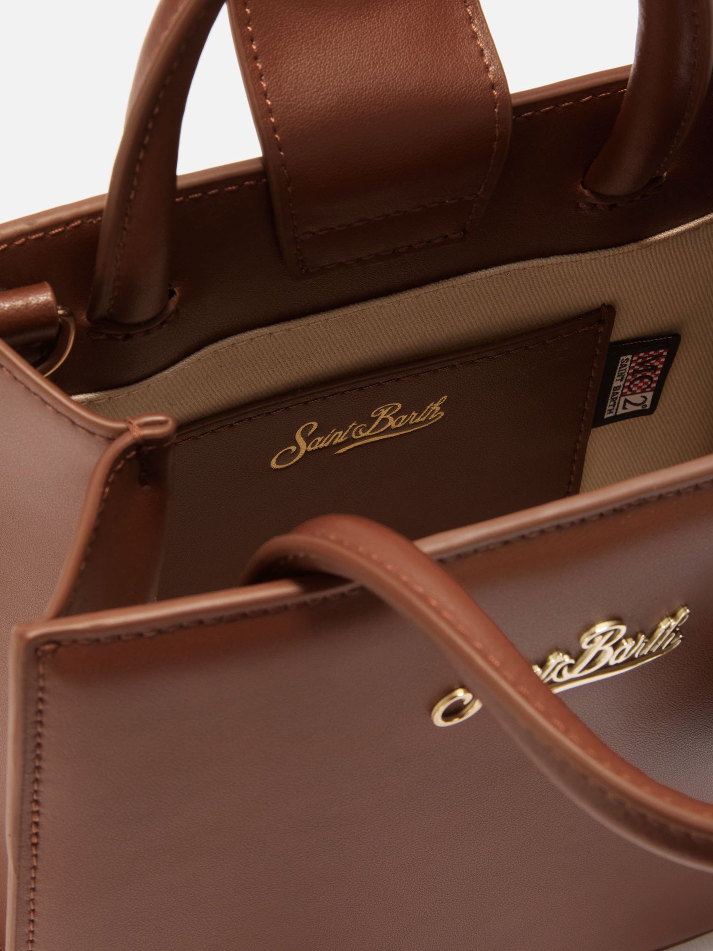 Borsa a mano Shop Bag Mini in pelle marrone