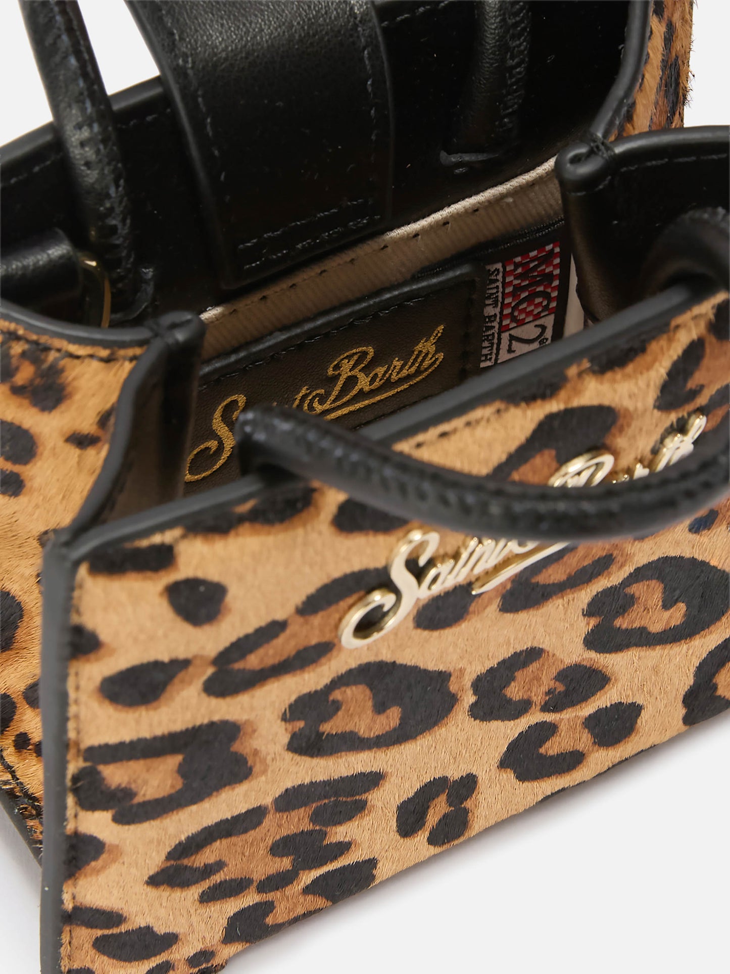 Micro borsa Shop Bag Micro in pelle e cavallino leopardato