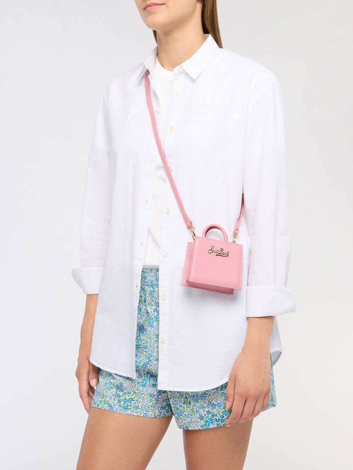 Shop Bag Micro in pelle rosa pastello