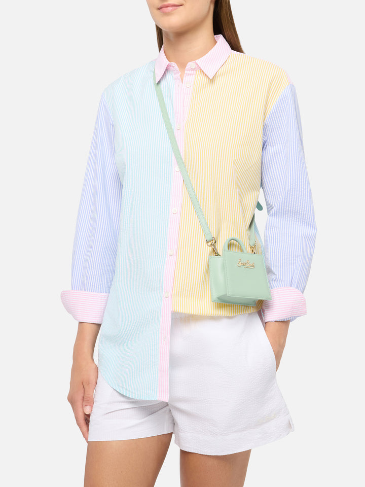 Shop Bag Micro in pelle rosa pastello