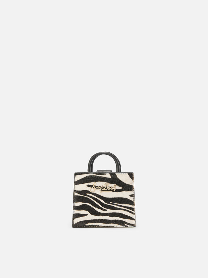 Micro borsa Shop Bag Micro in pelle e cavallino zebrato