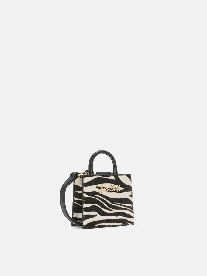 Micro borsa Shop Bag Micro in pelle e cavallino zebrato