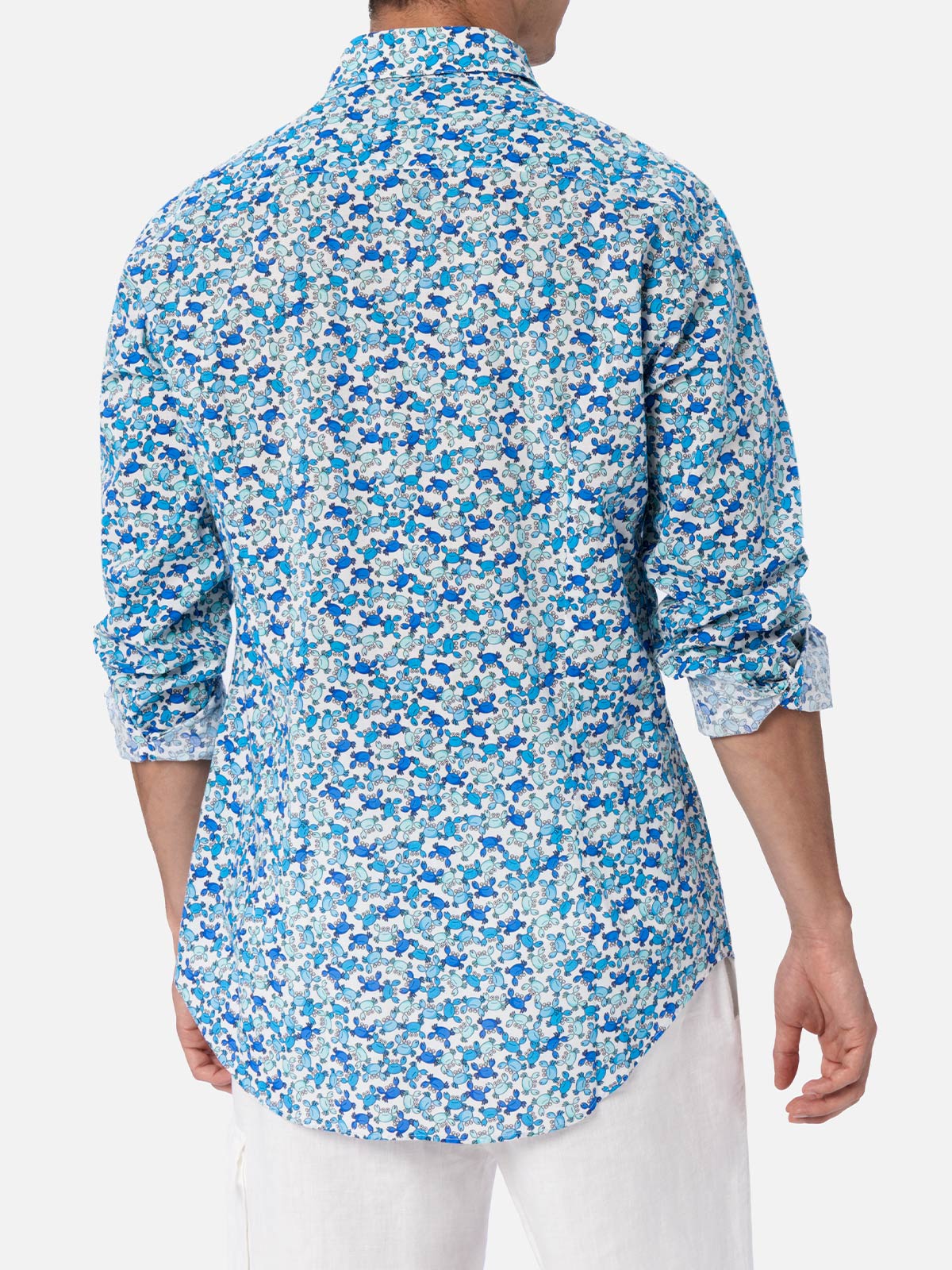 Herren-Baumwoll-Musselin-Hemd Sikelia mit Krabben-Print