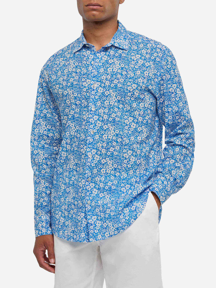 Muslin cotton shirt Sikelia with floral print