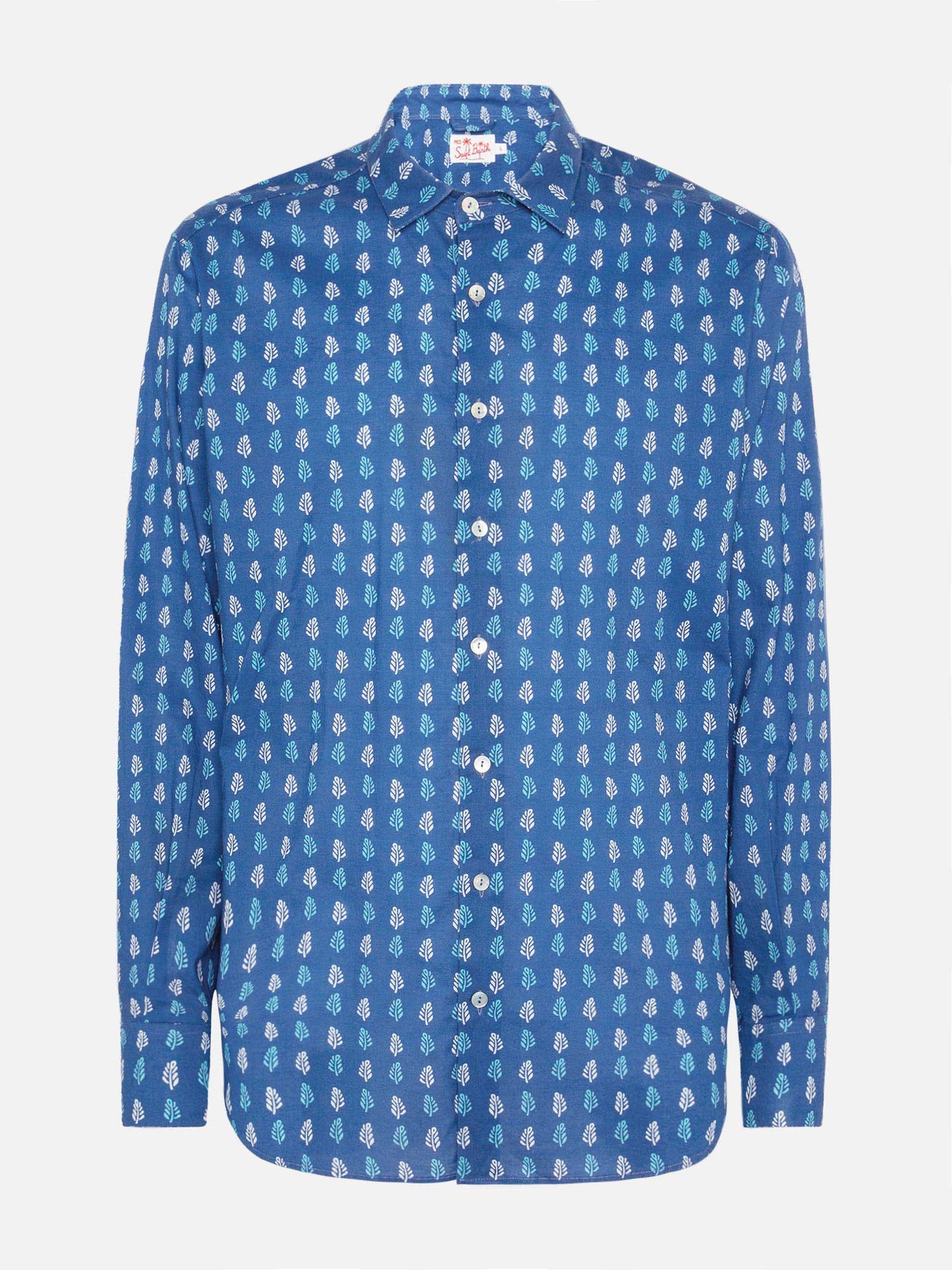 Muslin cotton shirt Sikelia with batik print