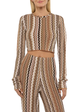 Siviglia raschel knit cropped t-shirt