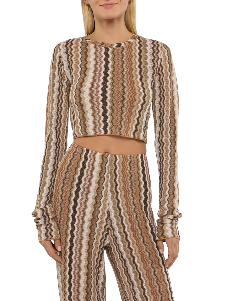 Siviglia raschel knit cropped t-shirt