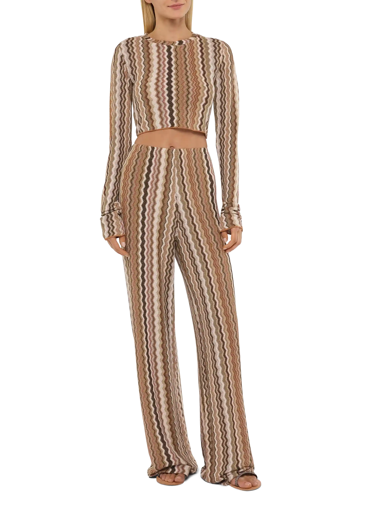 Siviglia raschel knit cropped t-shirt