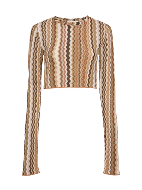 Siviglia raschel knit cropped t-shirt