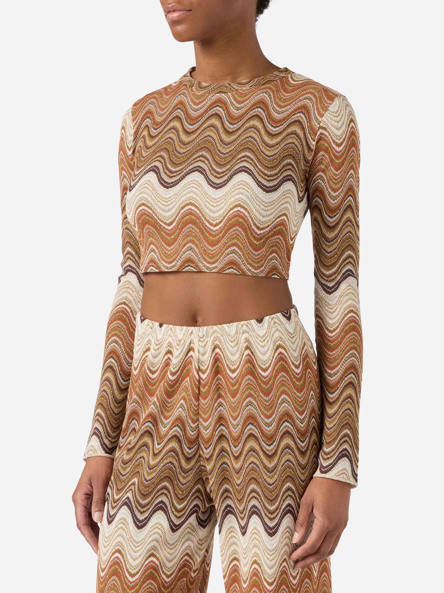 Siviglia cropped degradé raschel top with wave pattern
