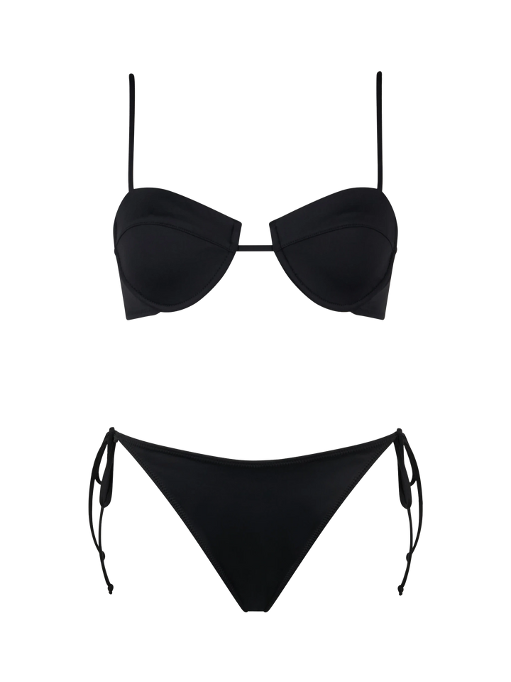 Bikini a bralette con ferretto nero da donna Salina Virgo