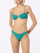 Blaugrüner Lurex-Bralette-Bikini für Damen Salina Lido