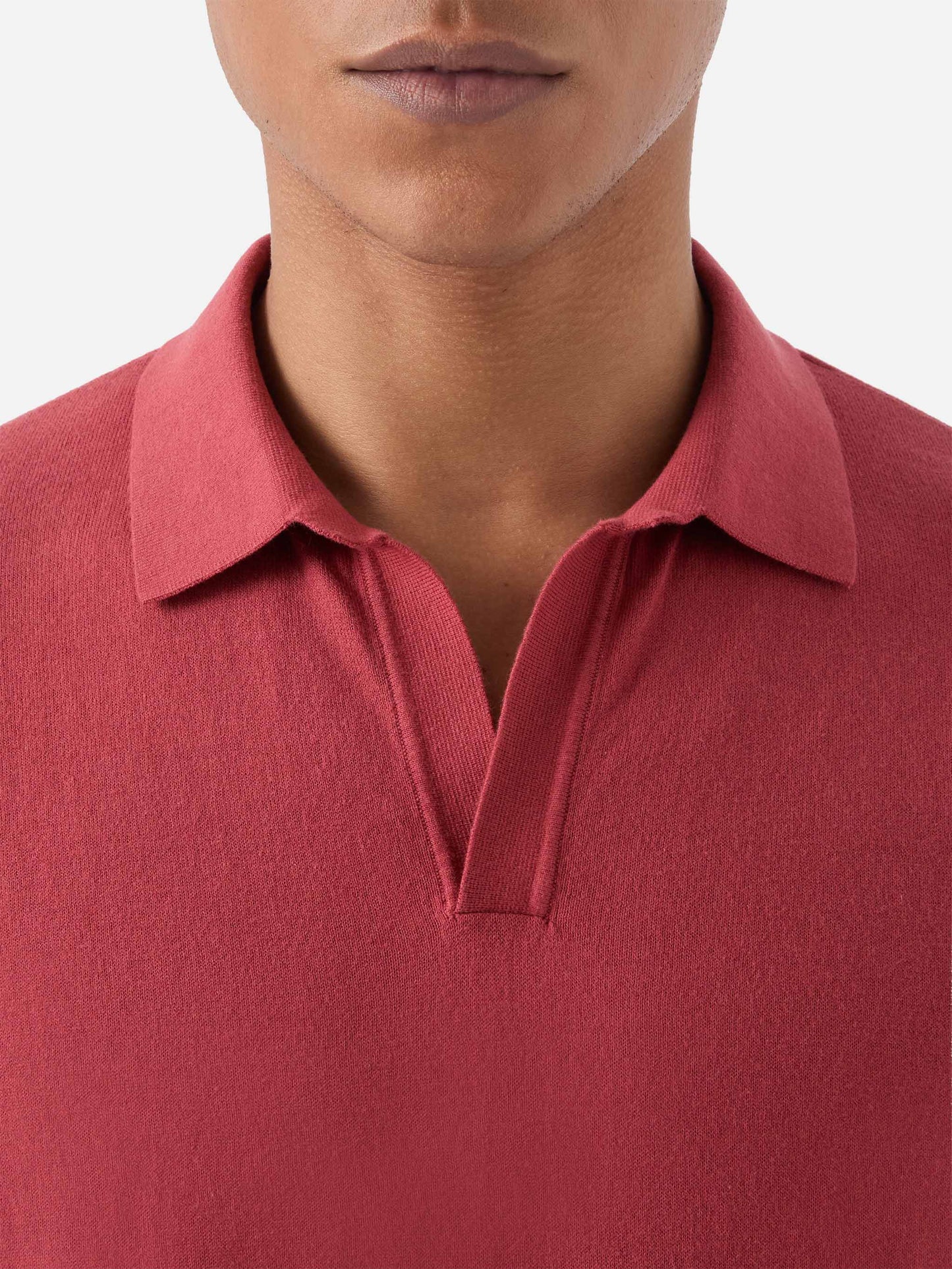 Polo Sloan in cotone pregiato high twist rosso mattone