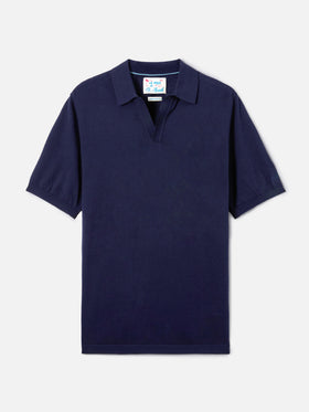 Polo Sloan in cotone pregiato high twist blu navy