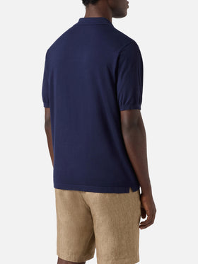 Polo Sloan in cotone pregiato high twist blu navy