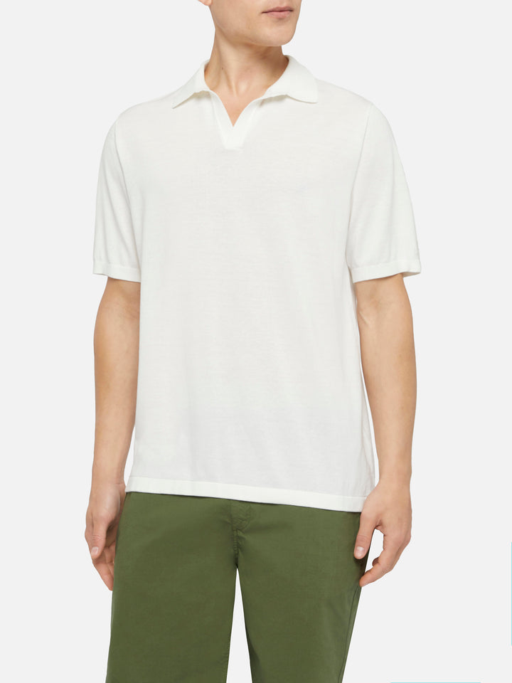 Sloan white buttonless knitted polo shirt - MC2 Saint Barth