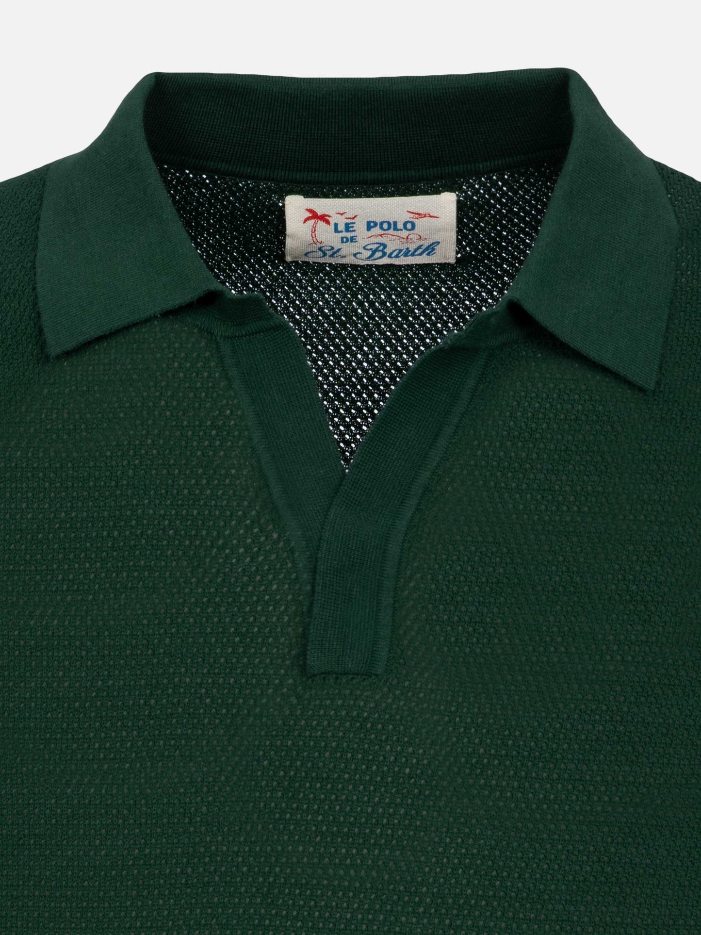 Polo Sloan senza bottoni in maglia a rete verde