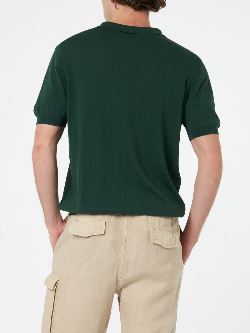 Man British green knitted polo shirt Sloan