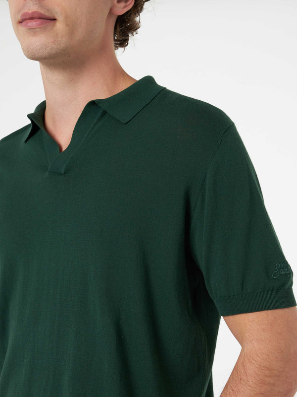 Polo da uomo in maglia verde inglese Sloan