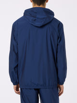 Man hooded lightweight navy blue fabric windbreaker Sloop