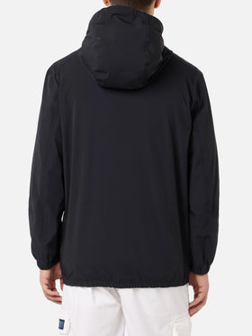 Leichte Windjacke aus schwarzem Stoff mit Kapuze für Herren Sloop