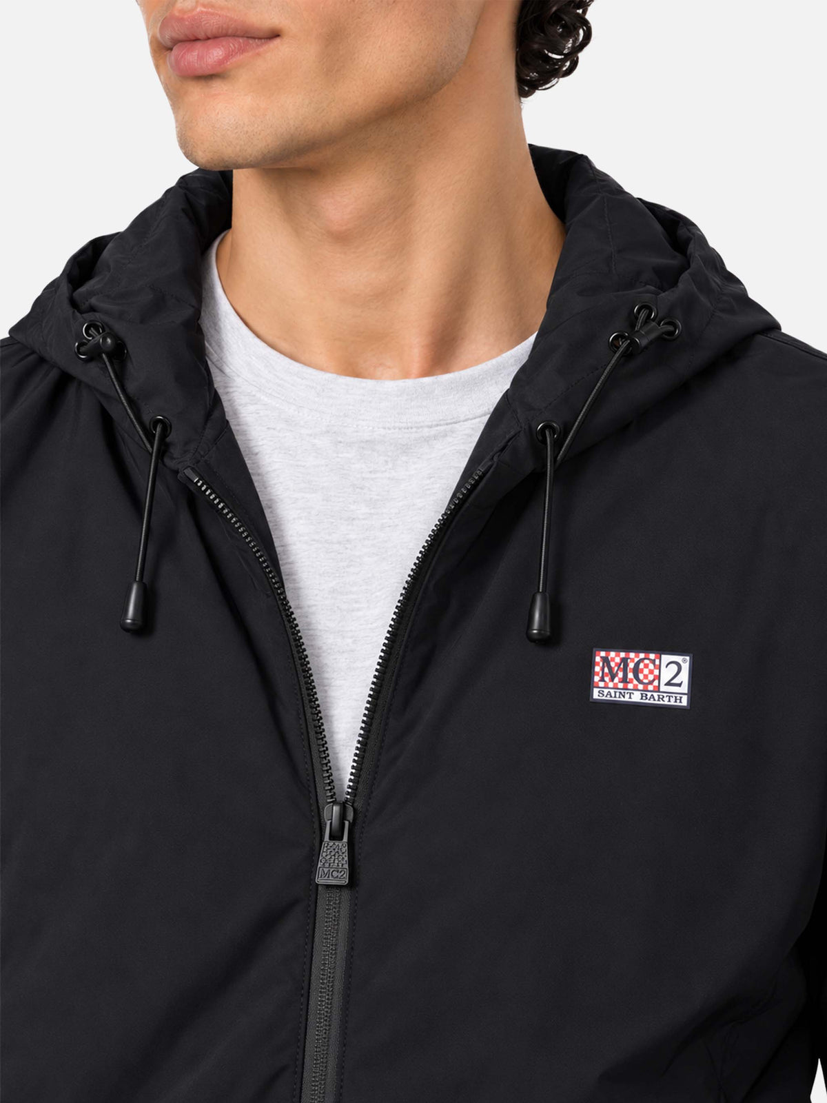 Black Sloop hooded lightweight jacket