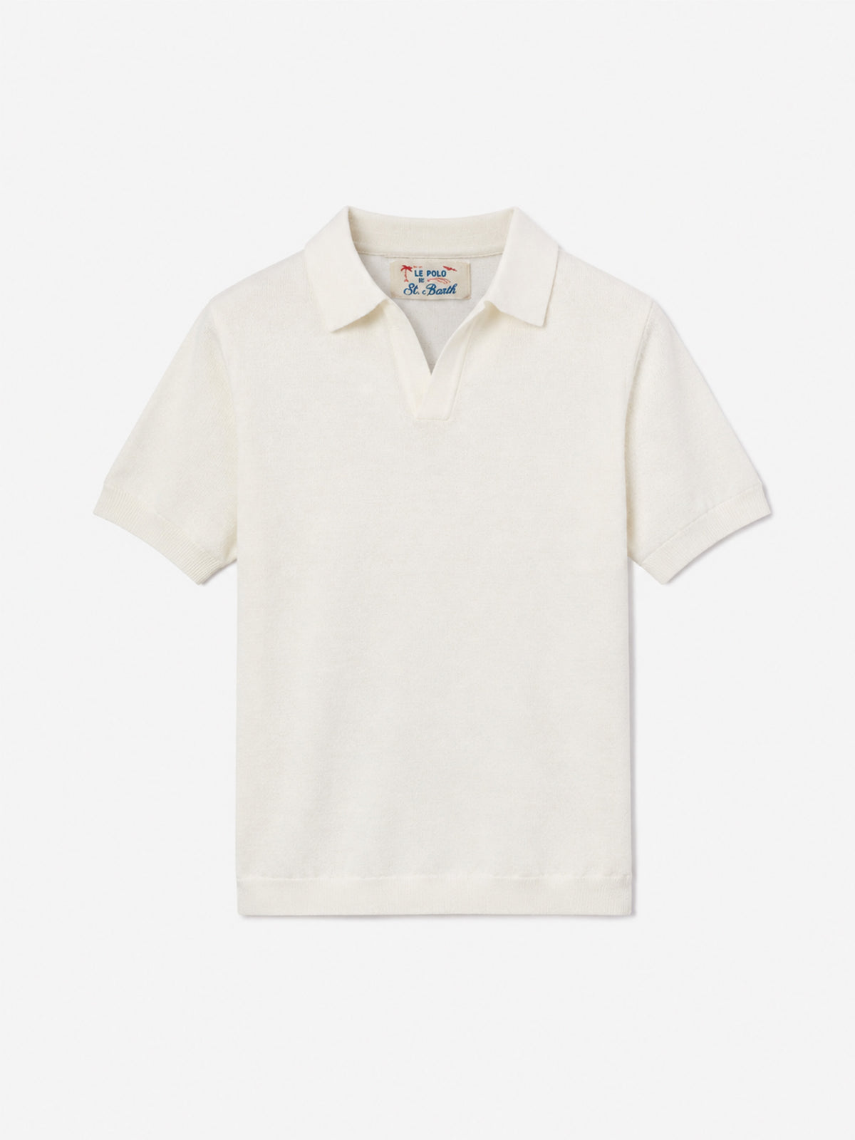 Sloan Jr weißes gestricktes Poloshirt 