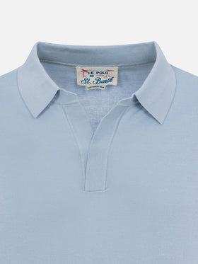 Sloan light blue silk cotton knitted polo shirt - MC2 Saint Barth