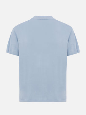 Sloan light blue silk cotton knitted polo shirt - MC2 Saint Barth