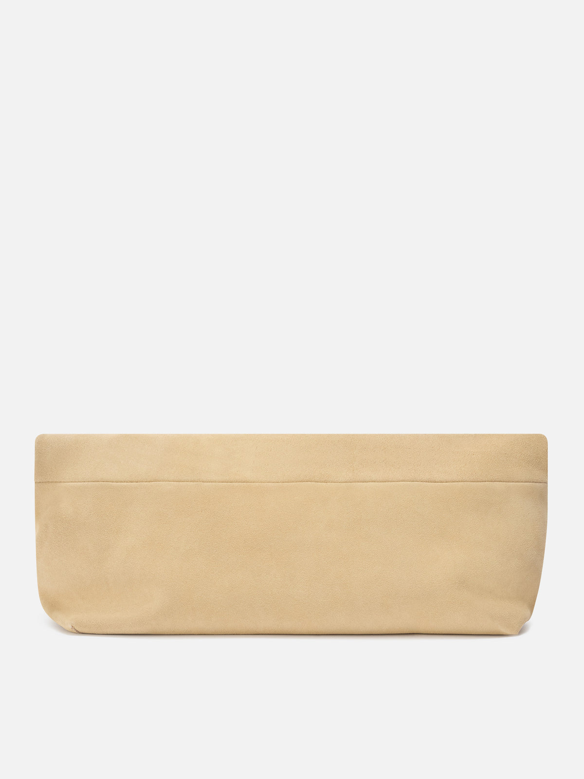 Pochette Maxi beige in camoscio con patch logo