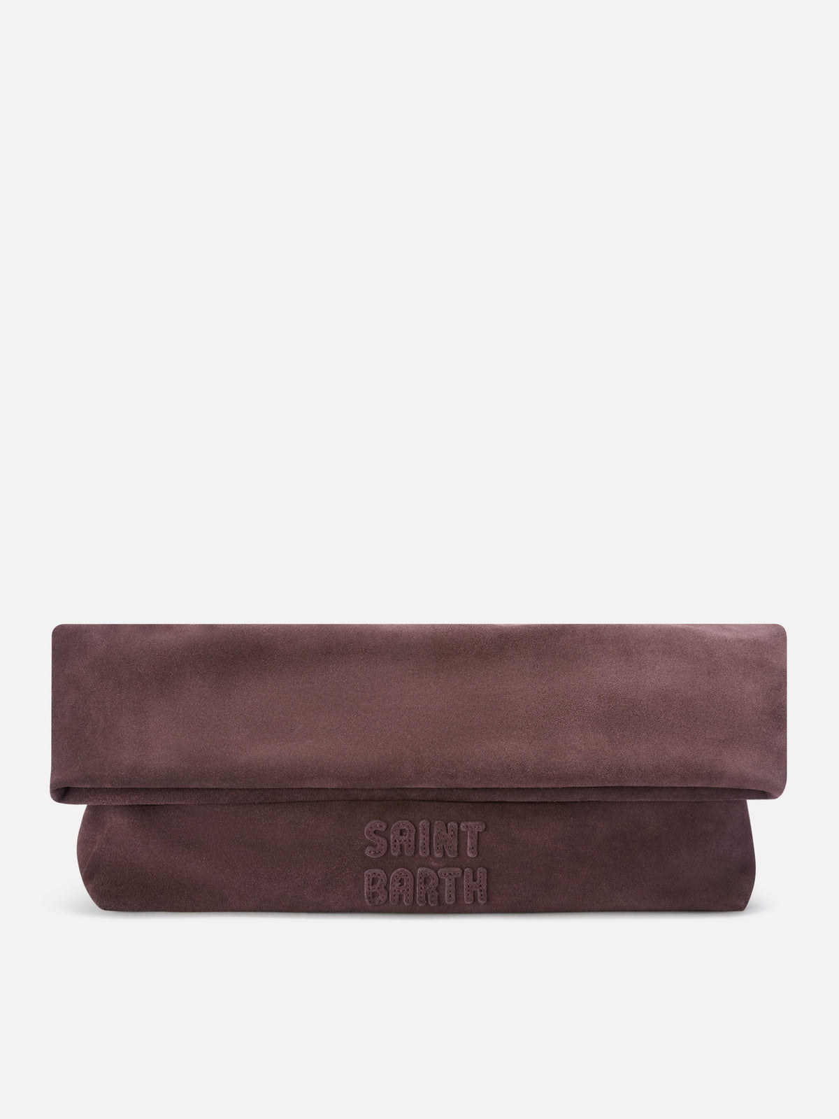 Brown suede Maxi pouch with logo patch