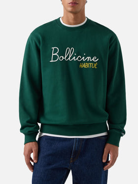 Sudadera con cuello redondo Soho en algodón verde con bordado Bollicine Habitué 