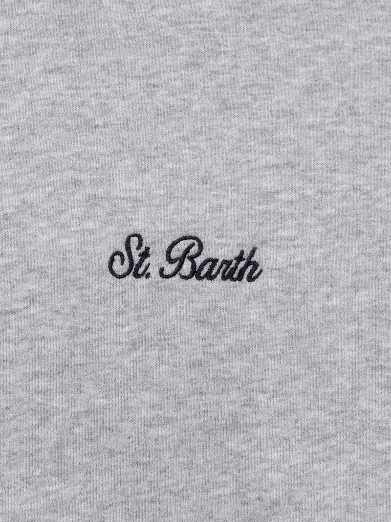 Man mélange grey sweatshirt with St. Barth embroidery