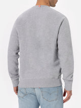 Man mélange grey sweatshirt with St. Barth embroidery