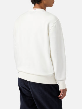 Felpa Soho in cotone bianco con stampa orologio sul polso e ricamo