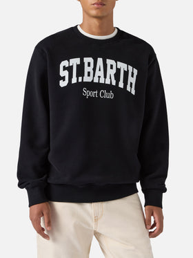 Felpa Soho in cotone nero con stampa St. Barth sport club