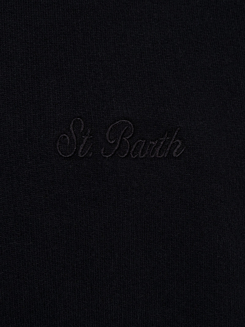 Man black sweatshirt Soho with St. Barth embroidery