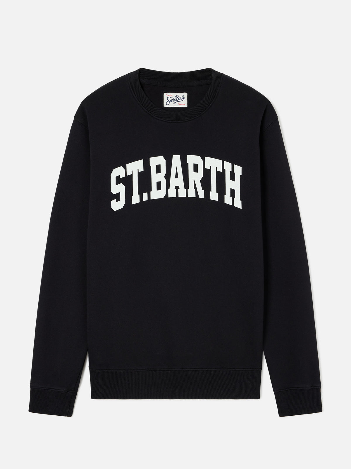 Felpa Soho nera in cotone con stampa St. Barth