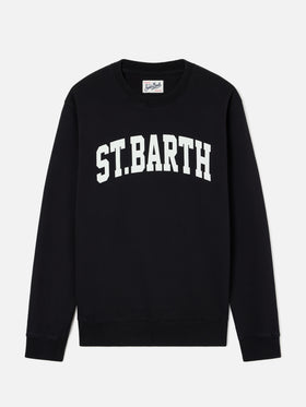 Felpa Soho nera in cotone con stampa St. Barth